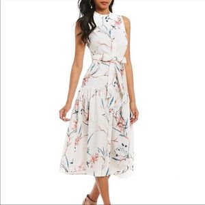 New Antonio Melani Isolde Poplin Floral Midi Dress